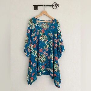 Lands End tropical beach floral bathing suit pool cover up vacation size XS